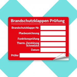 Brandschutzklappen-Aufkleber Prüfung rot ohne Firmeneindruck