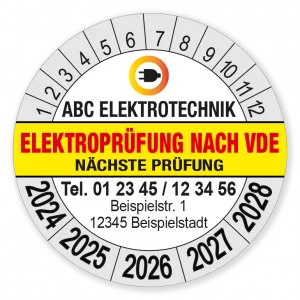 Aufkleber Team | Prüfplakette Elektroprüfung nach VDE mit Logo