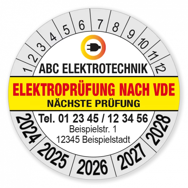 Aufkleber Team | Prüfplakette Elektroprüfung nach VDE mit Logo