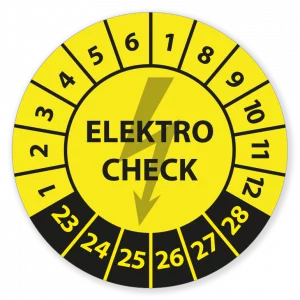 Aufkleber Team | Prüfplaketten Elektro Check in gelb