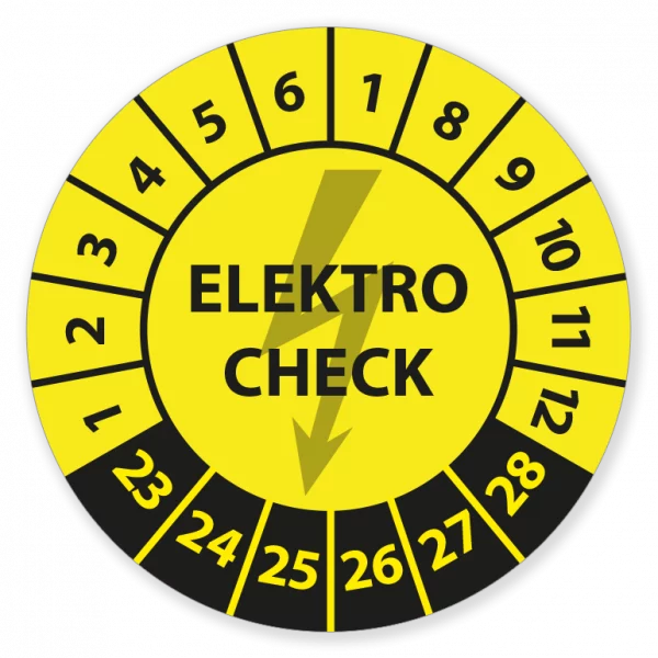 Aufkleber Team | Prüfplaketten Elektro Check in gelb