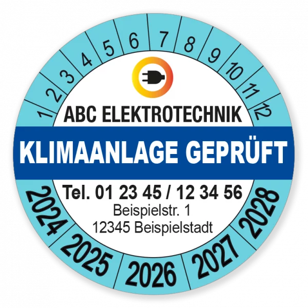 Prüfplakette "Klimaanlage geprüft" mit Logo