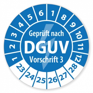 Aufkleber Team | Prüfplaketten Elektro "Geprüft nach DGUV V3" blau