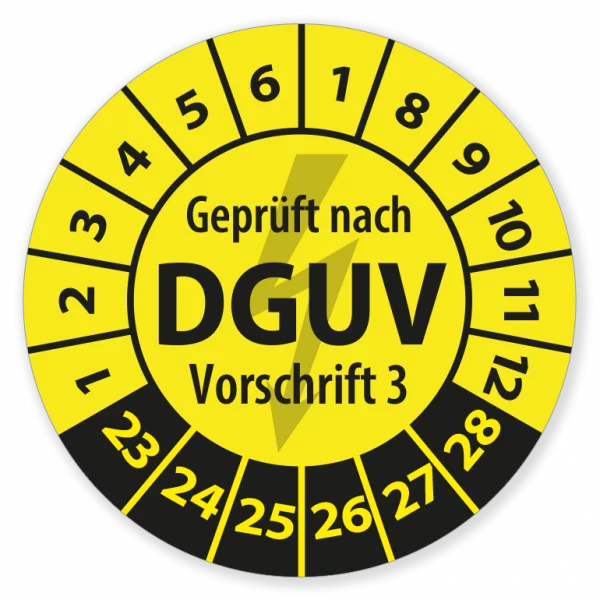 Aufkleber Team | Prüfplaketten Elektro "Geprüft nach DGUV V3" gelb