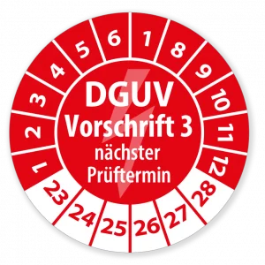 Aufkleber Team | Prüfplaketten Elektro "DGUV V3 - nächster Prüftermin" rot
