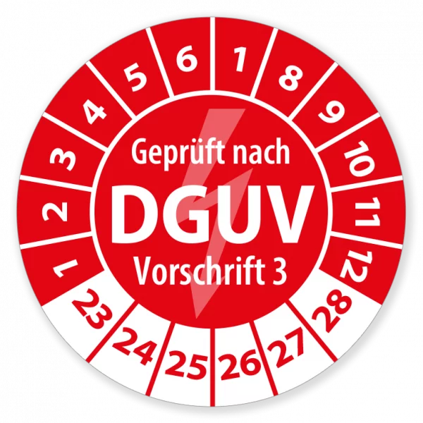 Aufkleber Team | Prüfplaketten Elektro "Geprüft nach DGUV V3" rot