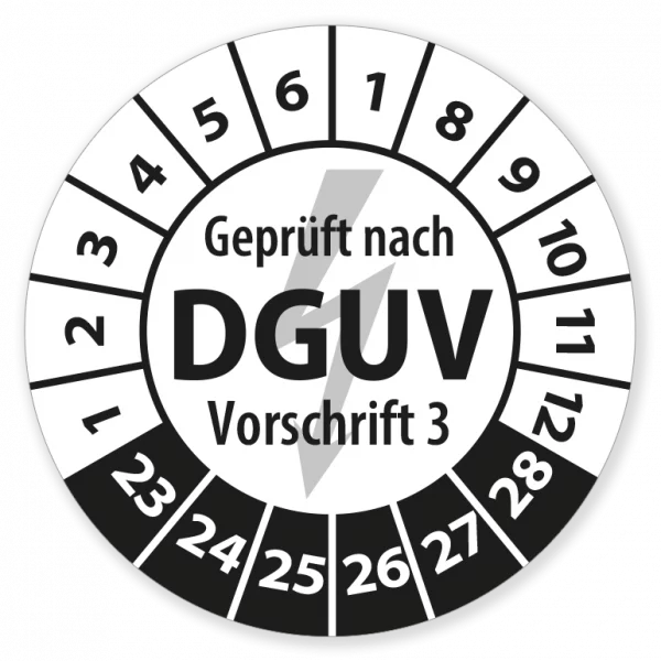 Aufkleber Team | Prüfplaketten Elektro "Geprüft nach DGUV V3" weiss