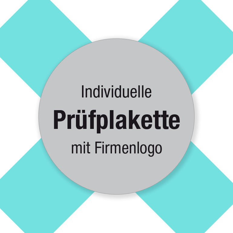 Prüfplakette mit Logo und individueller Gestaltung
