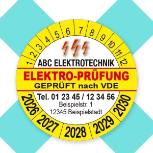 Prüfplaketten Elektroprüfung nach VDE mit Logo