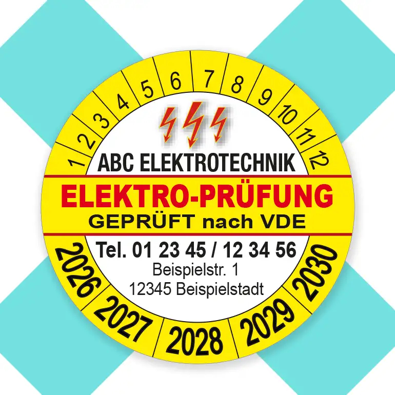 Prüfplaketten Elektroprüfung nach VDE mit Logo