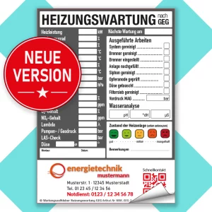 Wartungsaufkleber Heizungswartung nach GEG NEU mit Firmenlogo in grau