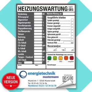 Wartungsaufkleber Heizunswartung Heizung GEG Neuauflage 2026