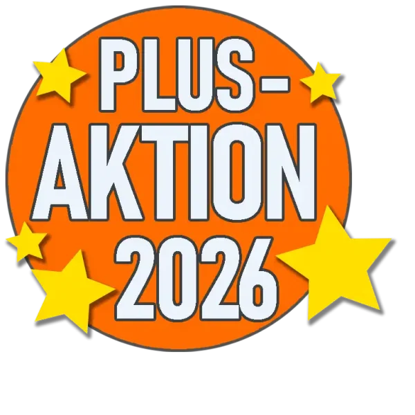 PLUS-AKTION 2026 - 50 oder 100 Aufkleber gratis dazu.
