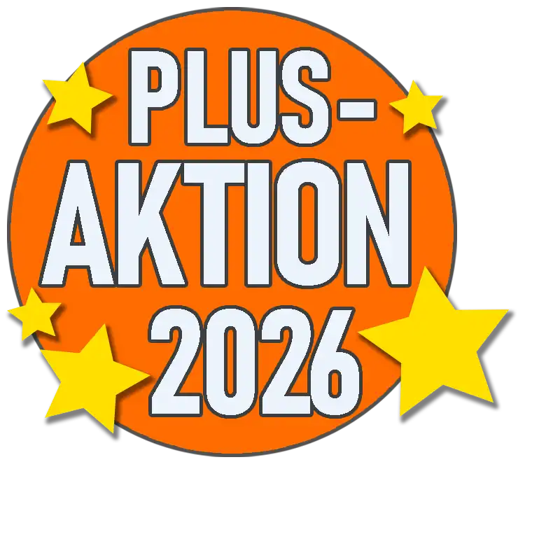 PLUS-AKTION 2026 - 50 oder 100 Aufkleber gratis dazu.
